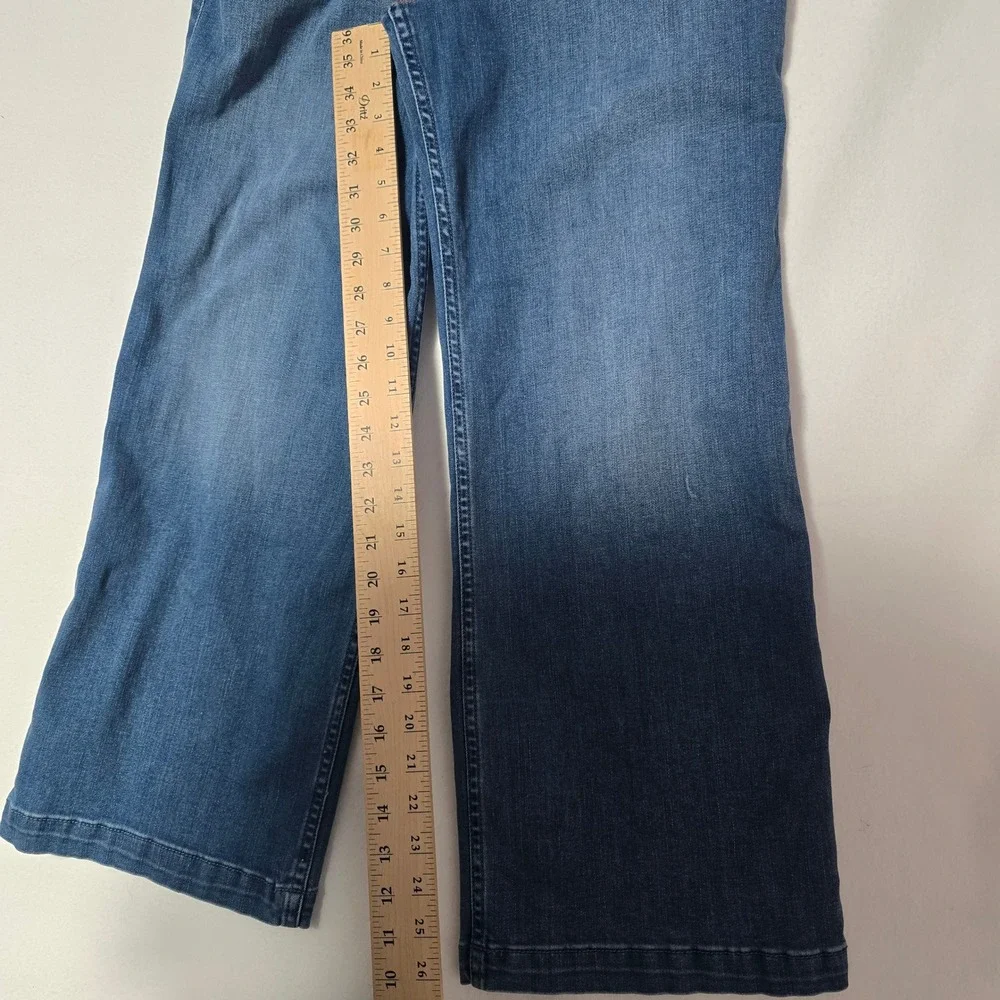 Hollister Front Full Zip Denim Wide Leg‎ Bib Overalls Pantsuit Cottage Garden S